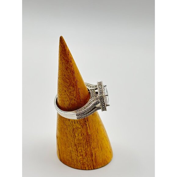 925 Sterling Silver Princess Cut Ring Size 6.5 - Picture 10 of 10